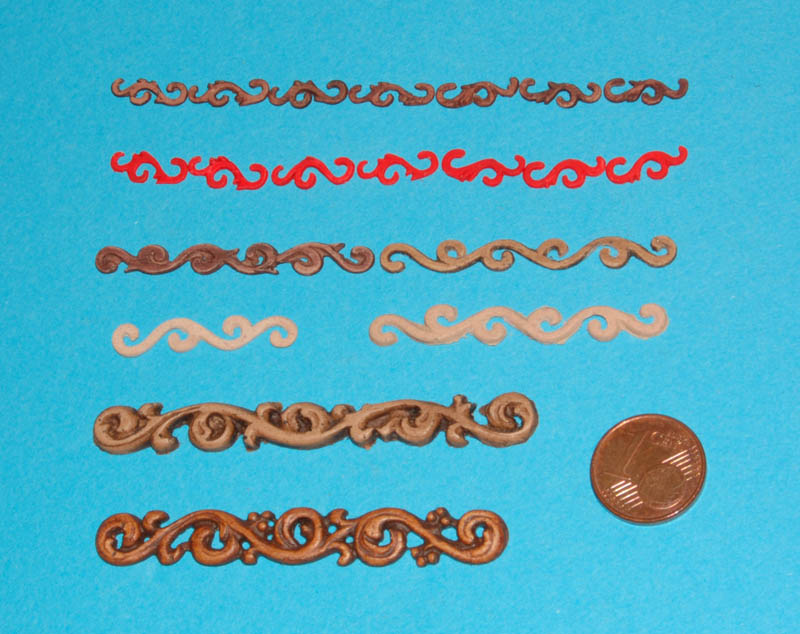 ornamenty 4 mm, 5 mm - czerwone, 2 6-cio mm - jeszcze nie użyte, 7 mm na iglicy i 9 mm na kasztelu dziobowym