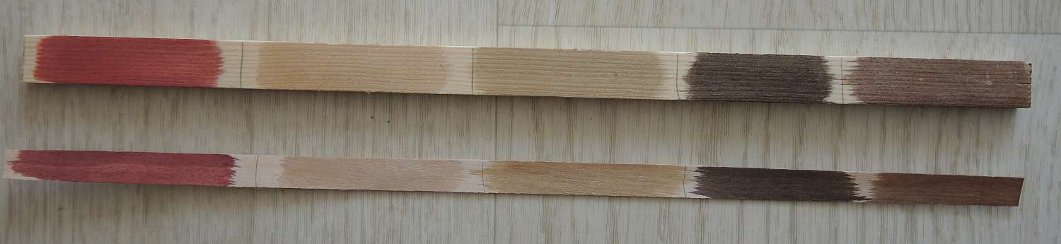 c15.jpg (78.66 KiB) Przejrzano 10051 razy Odcienie bejcy od lewej: mahoń, buk, sosna, orzech, dąb