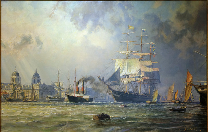 34John Stobart 'Clipper  Ship 'Nightingale' Towing Out Past Greenwich in 1852'.jpg