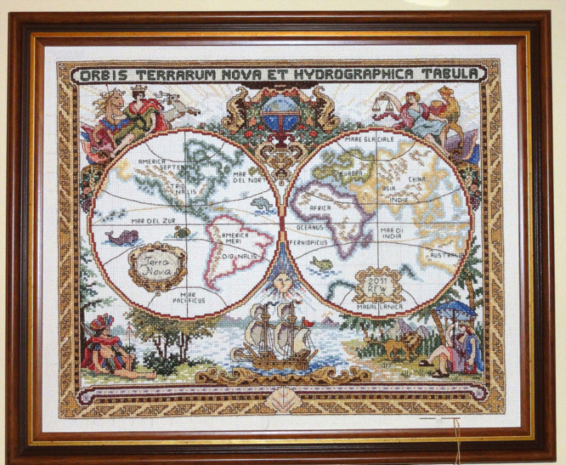 Średniowieczna Mapa Świata - haft o wymiarach 50x42cm